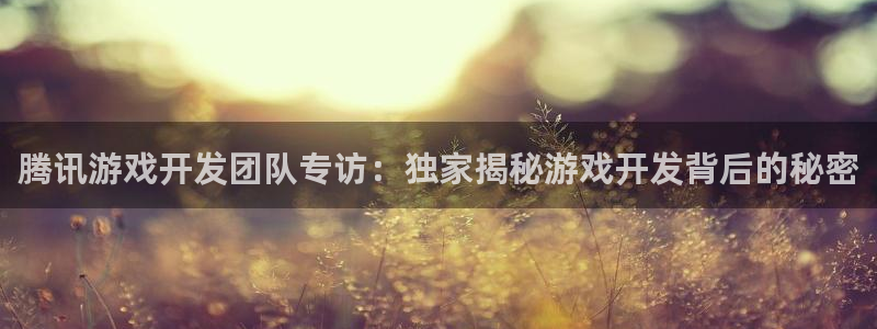 沐鸣平台招商：腾讯游戏开发团队专访：独家